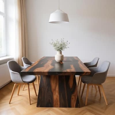 HomeRoots 75" Brown Solid Wood Pedestal Base Dining Table - 75 in. x 30 in. x 38 in.