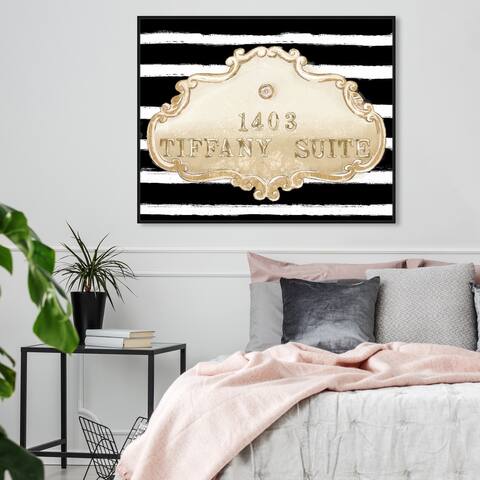 Oliver Gal 'Tiffany Suite Black' Fashion and Glam Wall Art Framed Canvas Print Road Signs - Gold, Black