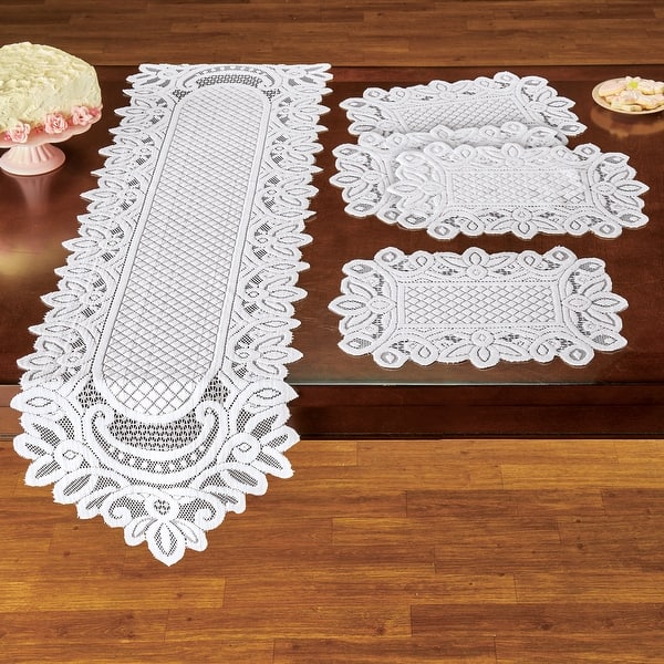 Charming 5 Piece White Lace Runner Placemat Table Linens 8 500 x 6