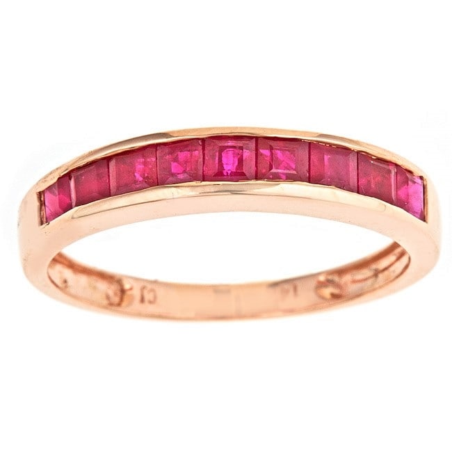 Anika and August 14k Rose Gold Square-cut Thai Ruby Classic Ring. Opens flyout.