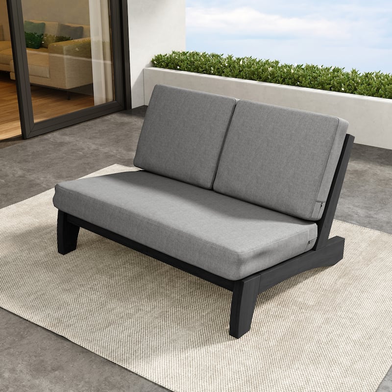 Outdoor Furniture Teak Wood Armless Loveseat Sofa With Cushion