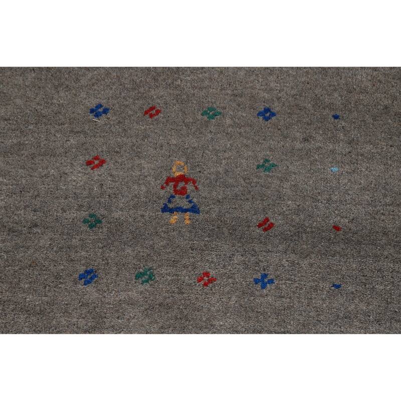 Hand Knotted Oriental 100% Wool Carpet Tribal Tribal Greys & Charcoal Gabbeh Area Rug - 12' 0'' X 9' 1''