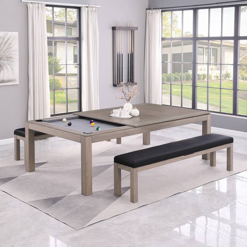 Olivia GreyWash Ash 8ft Billiard Slate Pool Table with dining top