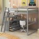 preview thumbnail 2 of 30, Loft Bed with Desk and Shelves, Two Built-in Drawers