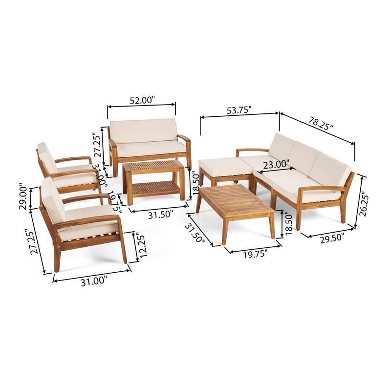 Grenada 7-Seater Sectional Sofa Chat Set with Ottoman by Christopher Knight Home