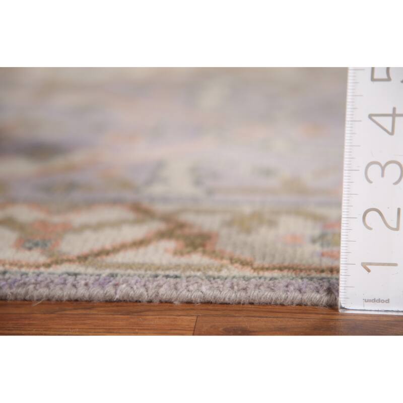 Floral Grey Oushak Runner Rug Hand-knotted Wool Carpet - 2'7"x 7'10"