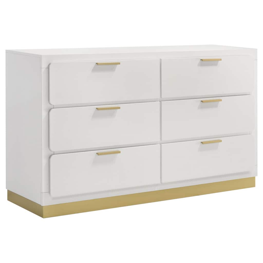 6-Drawer White Dresser with Smooth Gliding Drawers, Sleek Contemporary Look, and Spacious Storage for Bedrooms
