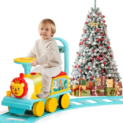 6V Electric Kids Ride On Train Motorized Train Toy w/ Track & 6 Wheels