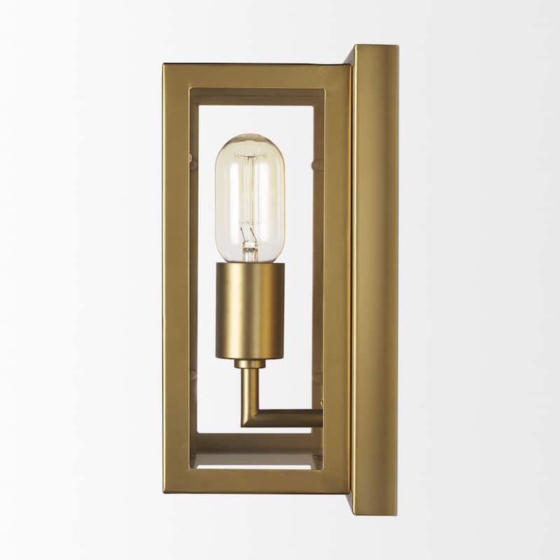 Cairn Brushed Gold Metal w/ Glass 1-Light Wall Sconce - 7.9L x 5.1W x 10.6H