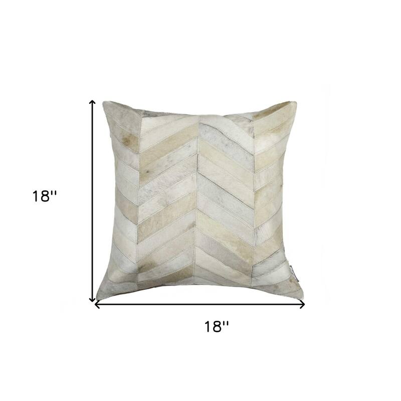 18" Natural Cowhide Throw Pillow