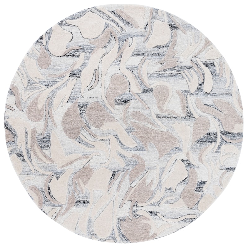 SAFAVIEH Handmade Jardin Volha Wool Rug - 6' Round - Grey/Ivory