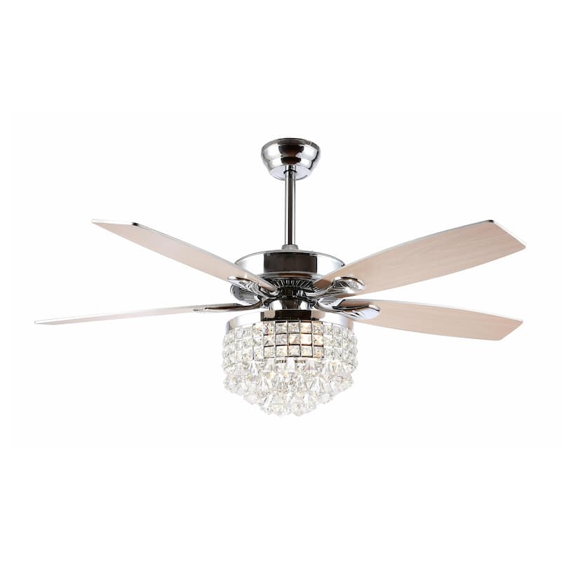 SAFAVIEH Lighting Schorena Chrome 3-Speed Led Ceiling Fan with Remote - 52" W x 52" L x 21.5"-26.5" H