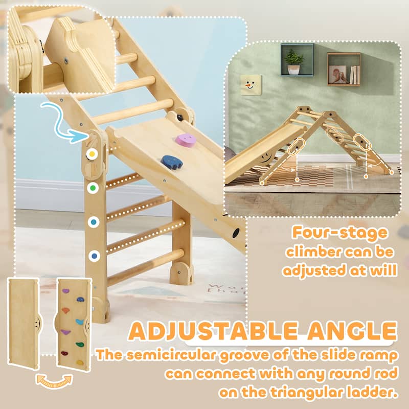 Toddler Climbing Toys, 4 in 1 Pikler Climbing Toys for Toddlers 18-48 Months, Inside Foldable Montessori Kids Climbing Toys