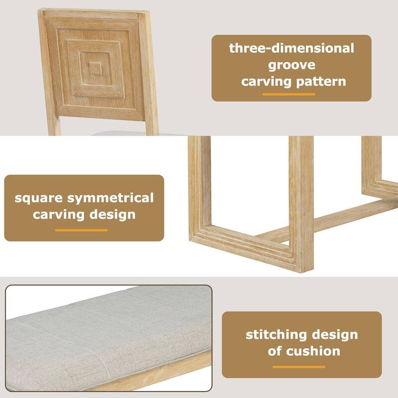 Spruce & Spring Dining Table Set for 6, 6-Piece Mid Century Modern Farmhouse Table with Chairs and Bench