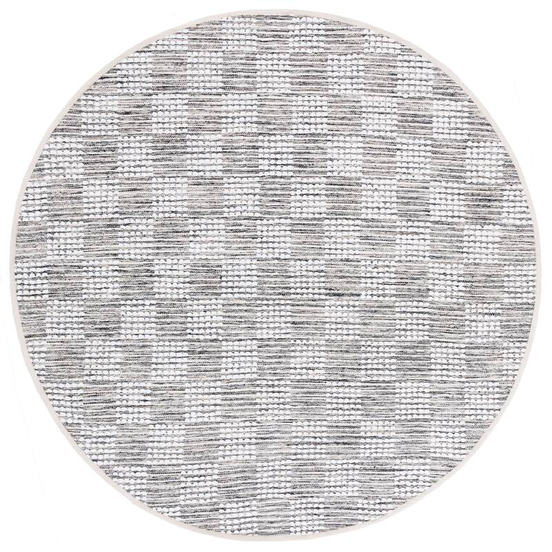 SAFAVIEH Handmade Montauk Noga Casual Cotton Rug - 6' Round - Black/Ivory