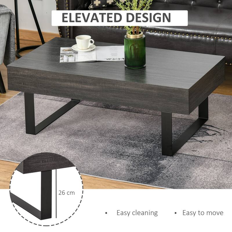 HOMCOM Industrial Coffee Table with Drawer, Functional Table w/ Metal Legs, for Living Room Office