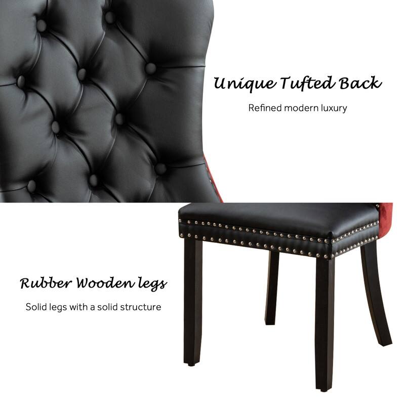 Solid Wood Velvet Upholstered Dining Chair Set of 2