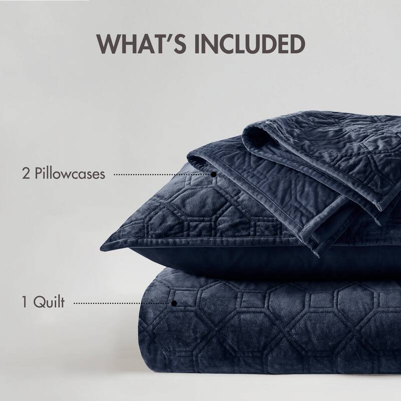 Madison Park Emery 3 Piece Velvet Quilt Set