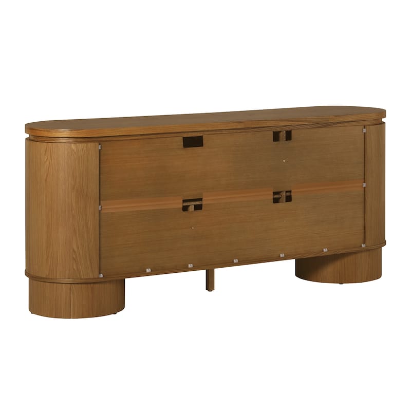 Walker Edison Modern Large Curved Solid Oak Wood Veneer Sideboard