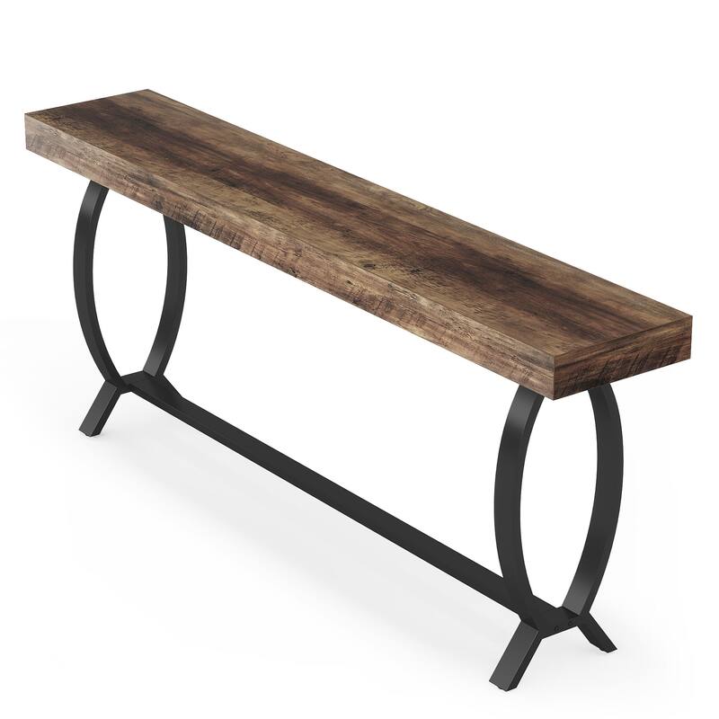 70.87" Farmhouse Console Table with Fish Tail Legs - Extra Long Sofa Table Behind Couch, Narrow Vintage Entryway Table