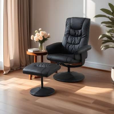Swivel Recliner Chair with Ottoman, Heated Seat, 5-Point Vibration Massage and 140° Adjustable Backrest
