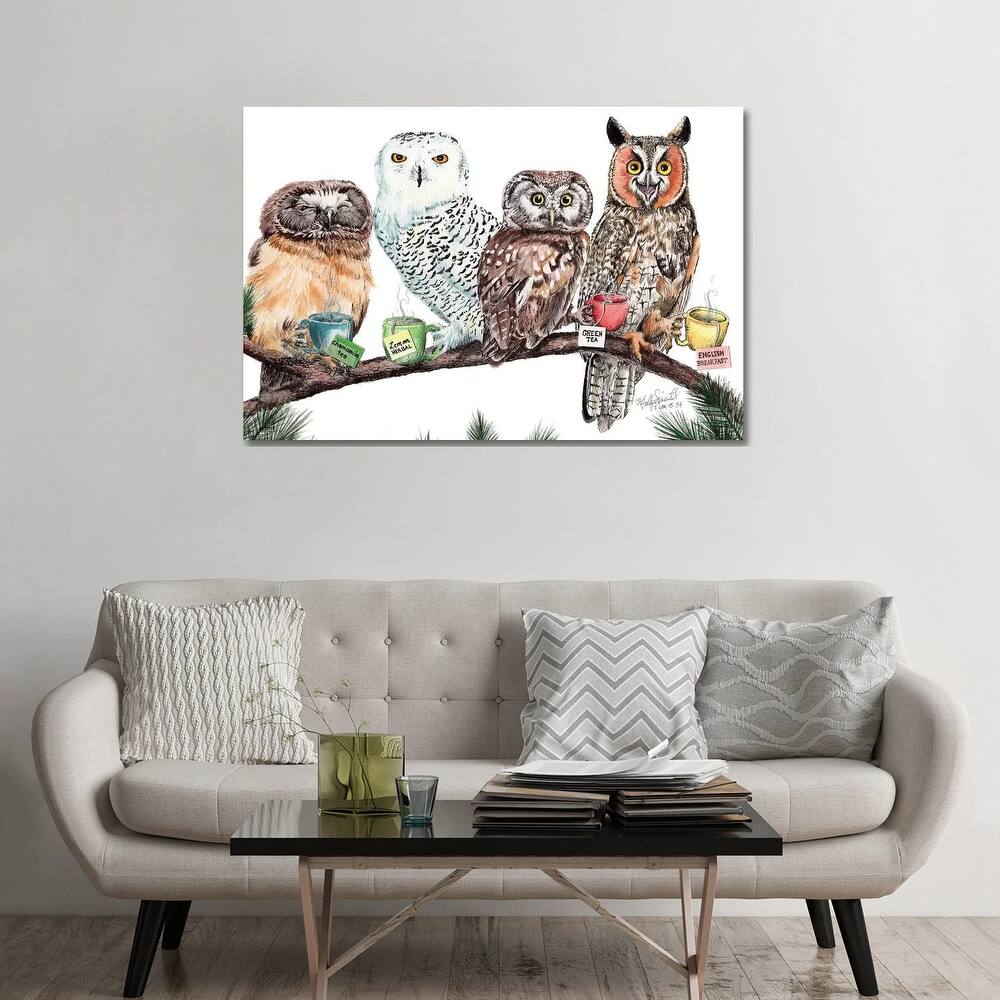 iCanvas "Tea Owls" by Holly Simental Canvas Print