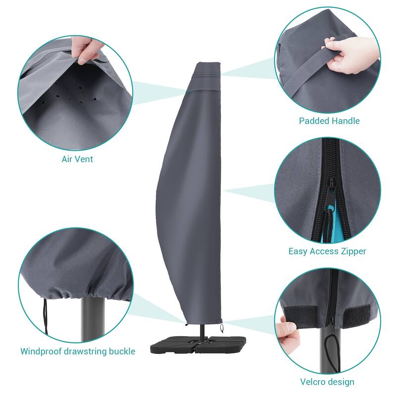 Bonosuki Patio Offset Umbrella Cover - 600D Waterproof Umbrella Cover