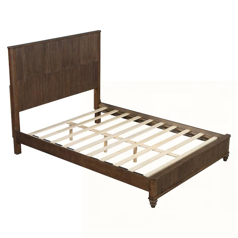 Solid Wood Bed Frame with Tall Headboard