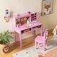 preview thumbnail 6 of 18, Costway Kids Desk and Chair Set Study Writing Workstation with Hutch & - See Details