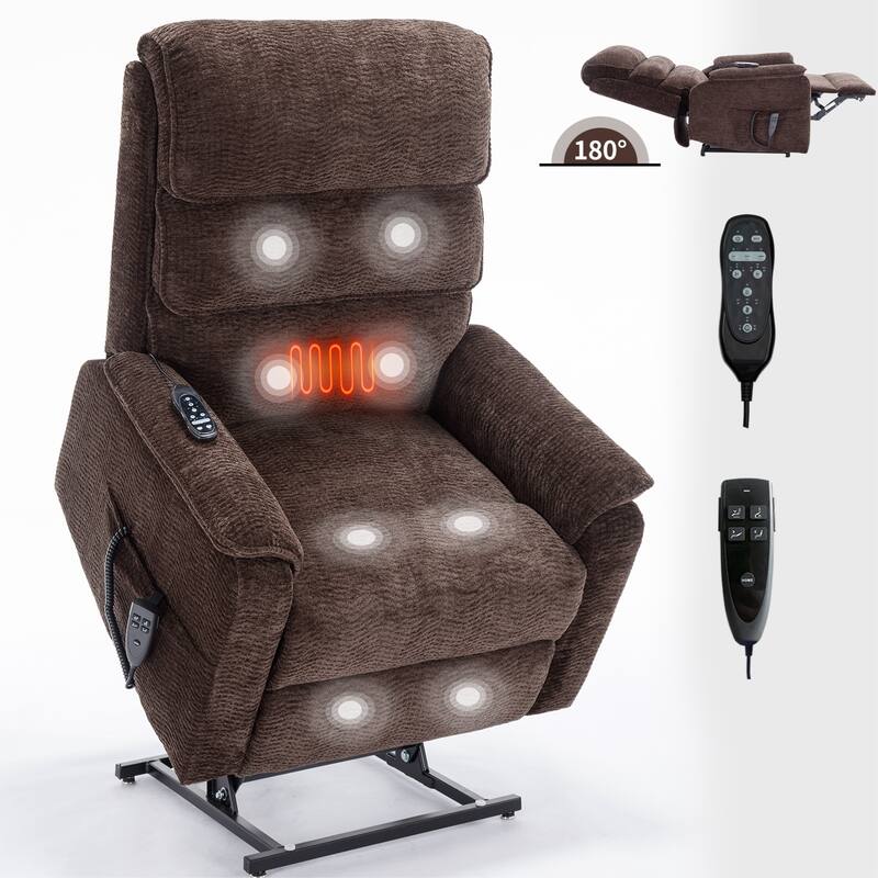 Dual Motor Infinite Position Power Lift Recliner Chair with Power-Remote, Heat Massage and Heavy Duty Motion Mechanism