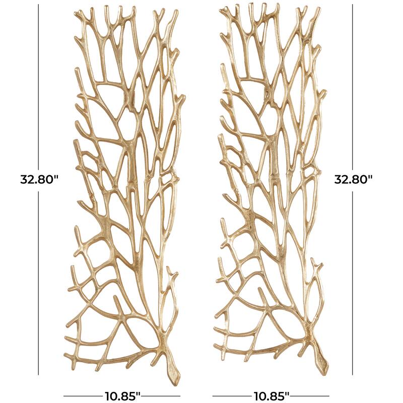 Silver Aluminum Metal Inspired Coral Wall Decor (Set of 2) - Silver or Gold