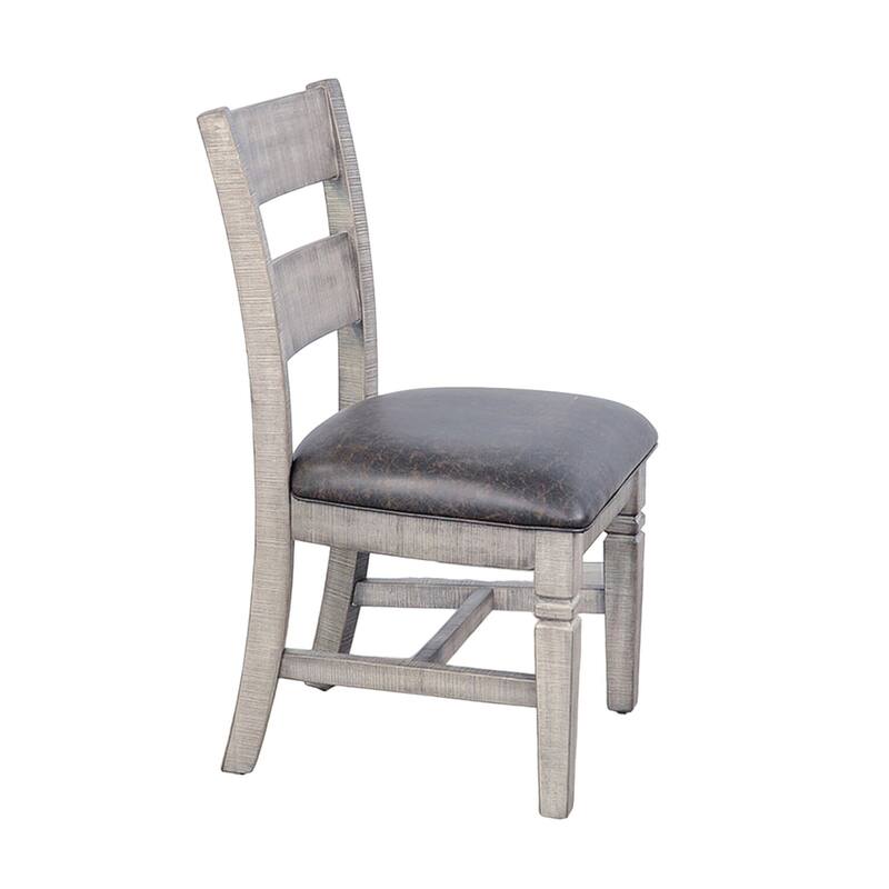 Brown/Gray Faux Leather Upholstered Wood Frame Dining Chair, Set of 2, Sturdy Dining Chair for Dining Rooms - 22.75