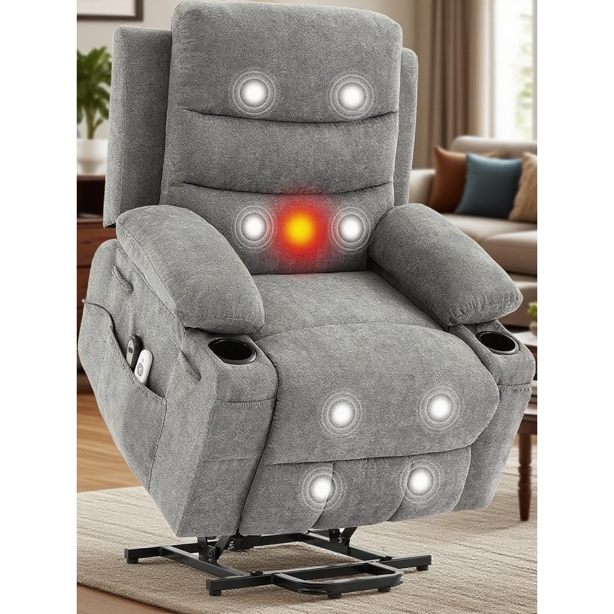 Power Lift Recliner Chair, with Massage & Heat, 135° Recline