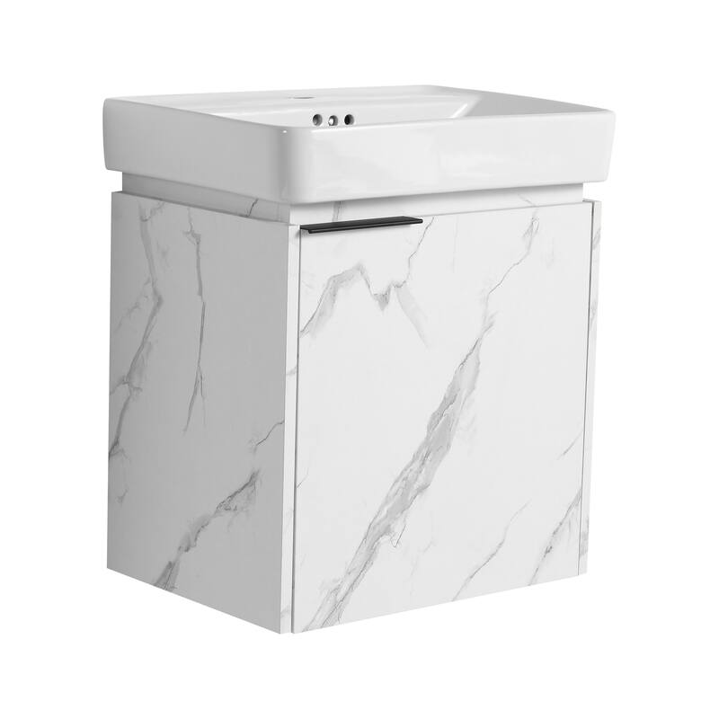 Plywood Wall-Mounted Bathroom Vanity with Integrated Resin Sink