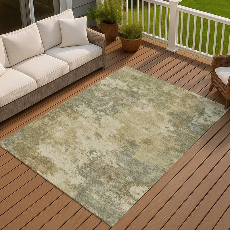 Machine Washable Indoor/ Outdoor Casual Contemporary Chantille Rug - Wheat - 3' x 5'