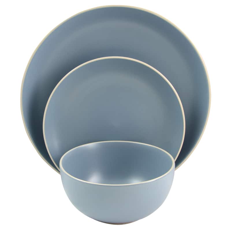 Gibson Home Stone 12 Piece Dinnerware in Matte Blue Set