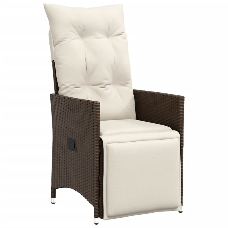 vidaXL 5 Piece Patio Dining Set with Cushions Brown Poly Rattan - 79.4x36.2x100.8