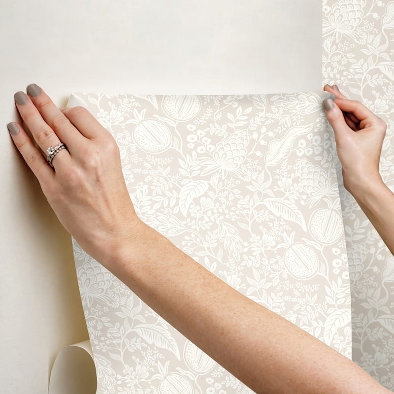 Rifle Paper Co. Pomegranate Beige and White Peel and Stick Wallpaper