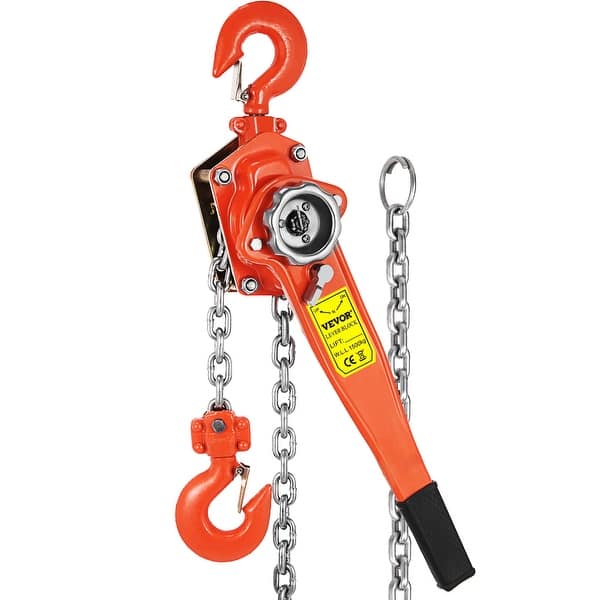 slide 2 of 6, VEVOR 3300lbs 5ft Ratcheting Lever Block Chain Hoist Come Along Puller Pulley Tools