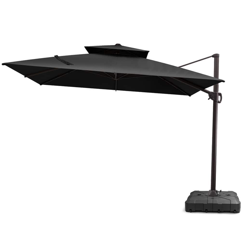 Pellebant Outdoor 9x11FT Patio Cantilever Umbrella Dual Top with Base