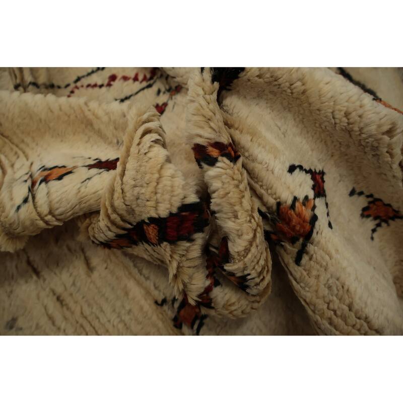 Hand Knotted Oriental 100% Wool Carpet Modern Tribal Beige & Ivories Moroccan Area Rug - 10' 0'' X 6' 4''