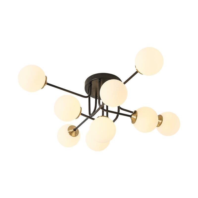 Linear Frosted Glass Globe Sputnik Semi Flush Ceiling Light