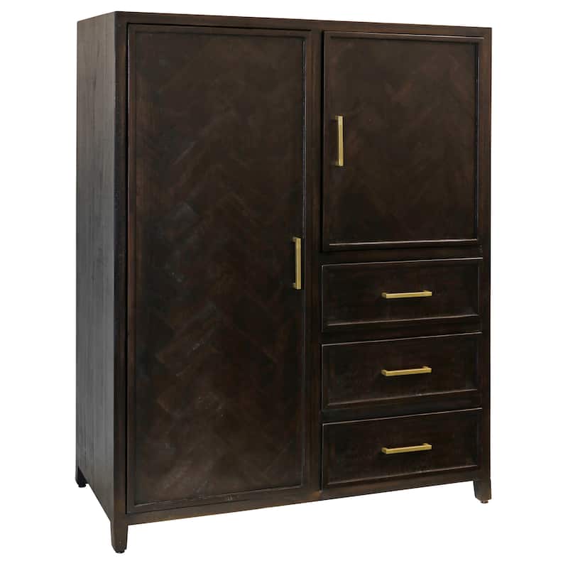 StyleCraft Harrow Herringbone 2-Door, 3 Drawer Wardrobe - Burnt Umber - Burnt Umber