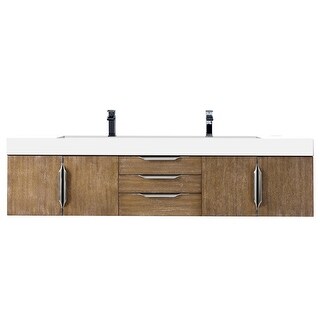 James Martin Vanities Mercer Island 72" Double Vanity, Latte Oak with Brushed Nickel Hardware