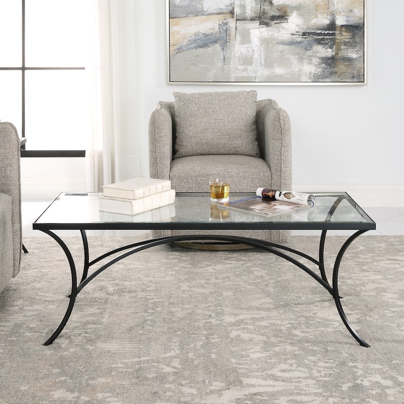 Uttermost 22909 Alayna 24" Wide Tempered Glass Top and Metal Coffee