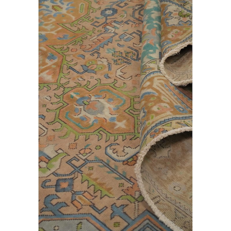 Hand Knotted Oriental 100% Wool Carpet Traditional Medallion Oranges & Rust Tabriz Area Rug - 12' 6'' X 9' 7''