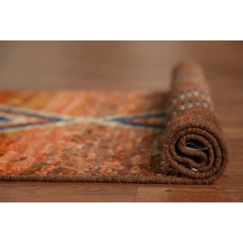 Orange Moroccan Runner Rug Handmade Tribal Oriental Wool Carpet - 2'9" x 9'10"