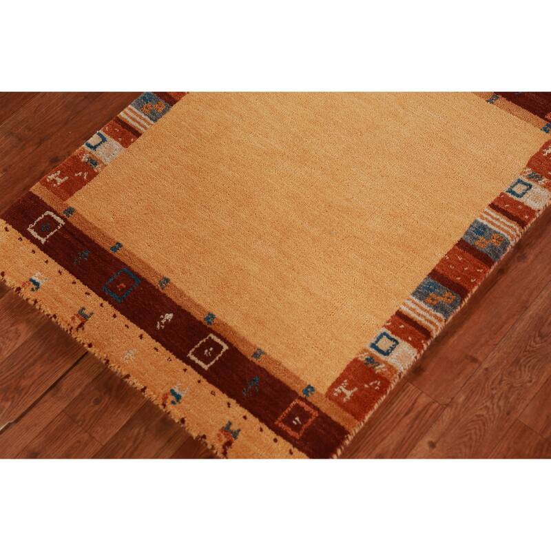 Hand Knotted Oriental 100% Wool Carpet Tribal Tribal Oranges & Rust Gabbeh Area Rug - 3' 0'' X 2' 0''