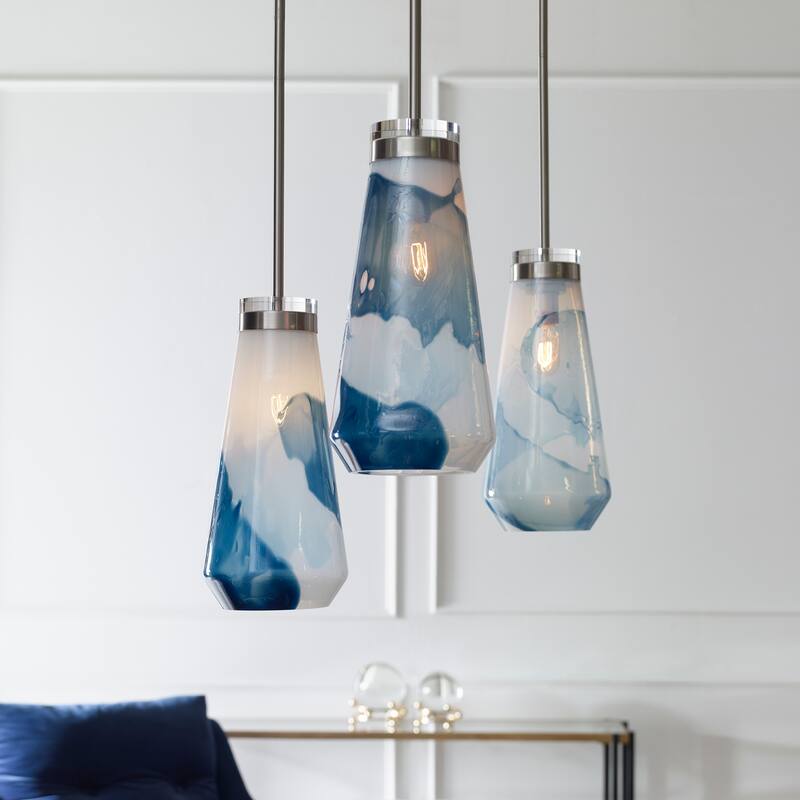 Uttermost Windswept Blue and White 1-Light Mini Pendant