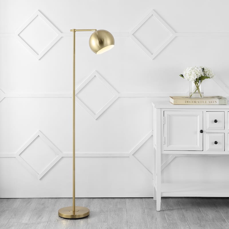 Joanie 58.5" Modern Contemporary Iron LED Floor Lamp, Brass Gold by JONATHAN Y